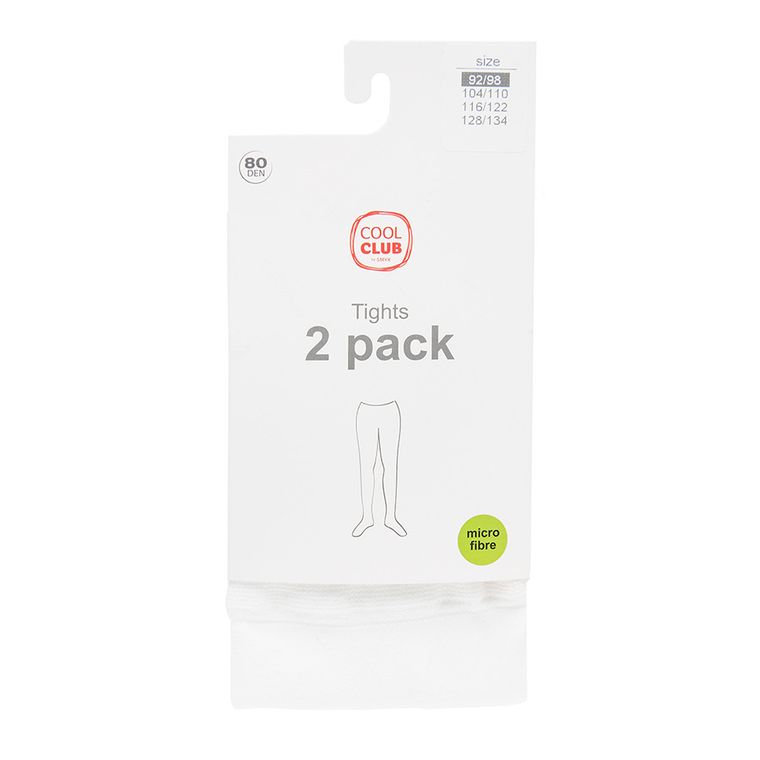 Cool Club, Rajstopy dziewczęce, białe, mikrofibra, 80 DEN, zestaw, 2 szt.