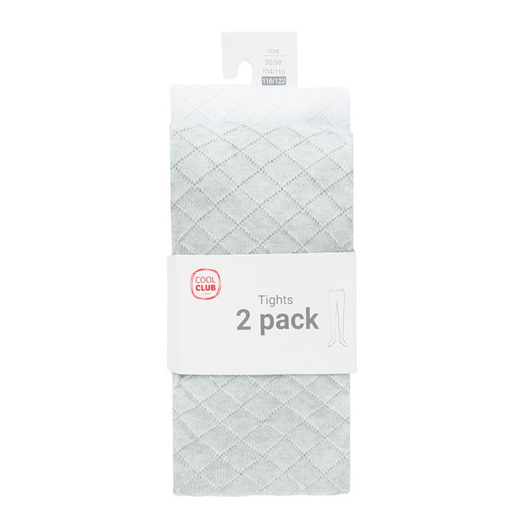 Cool Club, Rajstopy dziewczęce, szare, białe, zestaw, 2 szt.