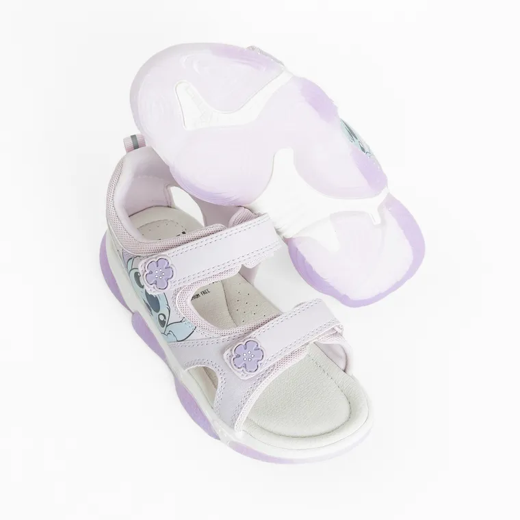 Cool Club, Sandały dziewczęce, fioletowe, świecąca podeszwa, skórzana wkładka, Lilo i Stitch