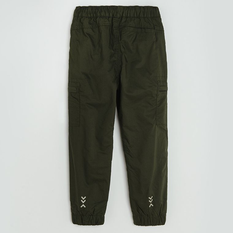 Cool Club, Spodnie materiałowe chłopięce, ocieplane, ciemnozielone