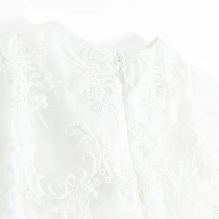 Cool Club, Sukienka dziewczęca z długim rękawem, biała