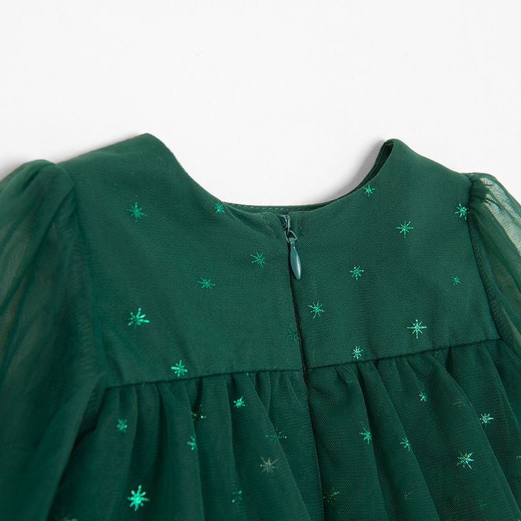 Cool Club, Sukienka dziewczęca z długim rękawem, ciemnozielona