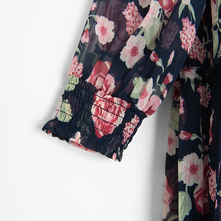 Cool Club, Sukienka dziewczęca z długim rękawem, granatowa