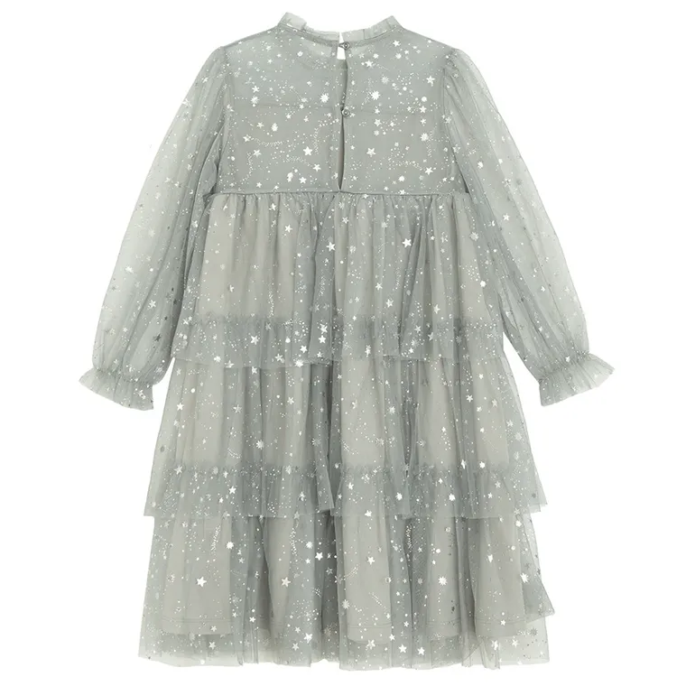 Cool Club, Sukienka dziewczęca z długim rękawem, szara