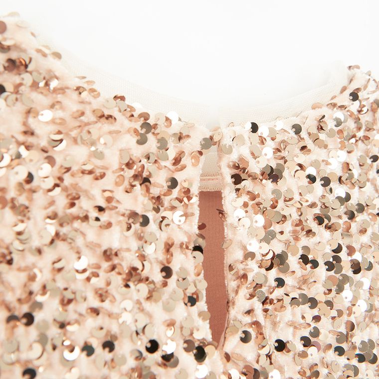 Cool Club, Sukienka dziewczęca z krótkim rękawem, welurowa, złota