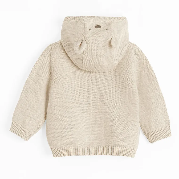 Cool Club, Sweter niemowlęcy z kapturem, rozpinany, beżowy