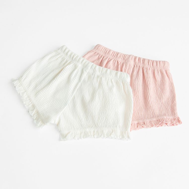 Cool Club, Szorty dziewczęce, białe, różowe, zestaw, 2 szt.