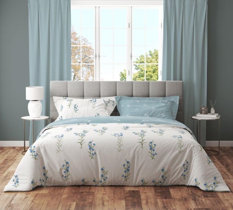 Cottage Home, Kwiaty Lnu, 2-częściowy komplet pościeli bawełnianej, 140-200 cm
