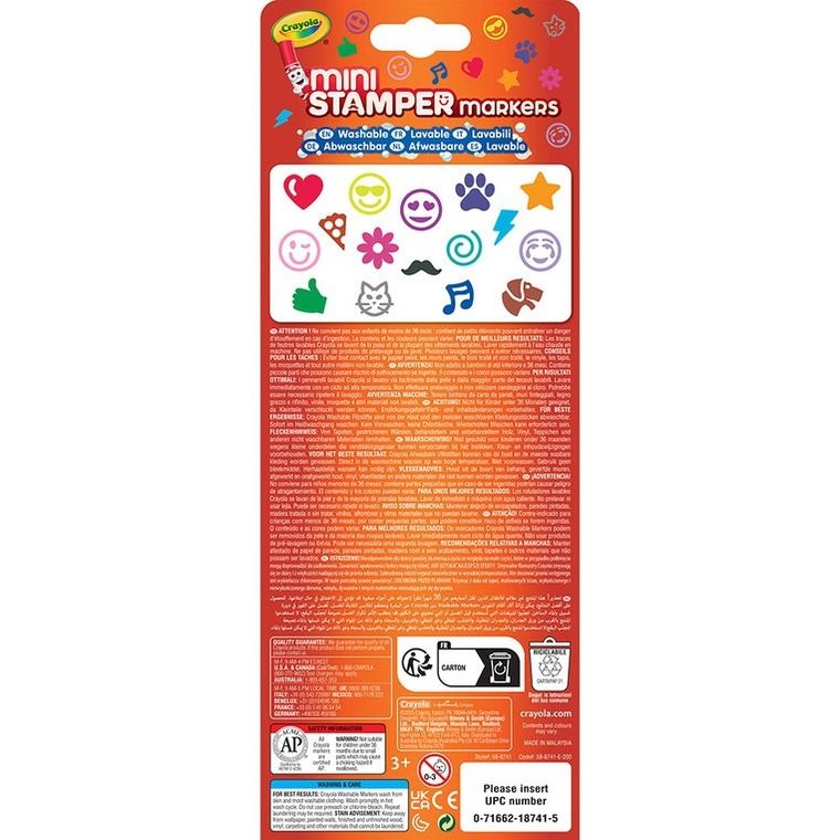 Crayola, mini flamastry ze stempelkami, emoji, 16 szt.