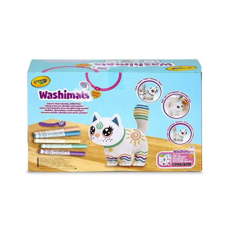 Crayola, Washimals, Jumbo Pets, figurka do kolorowania zmywalnymi flamastrami, Kotka Jenny