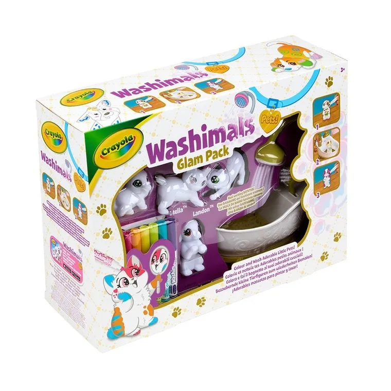 Crayola, Washimals, Kotki Glam, figurki do kolorowania zmywalnymi flamastrami, 4 szt.