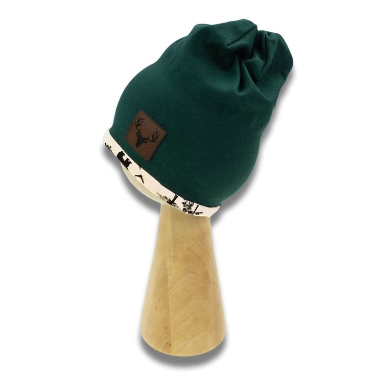 Czapka chłopięca, beżowo-zielona, Nicol