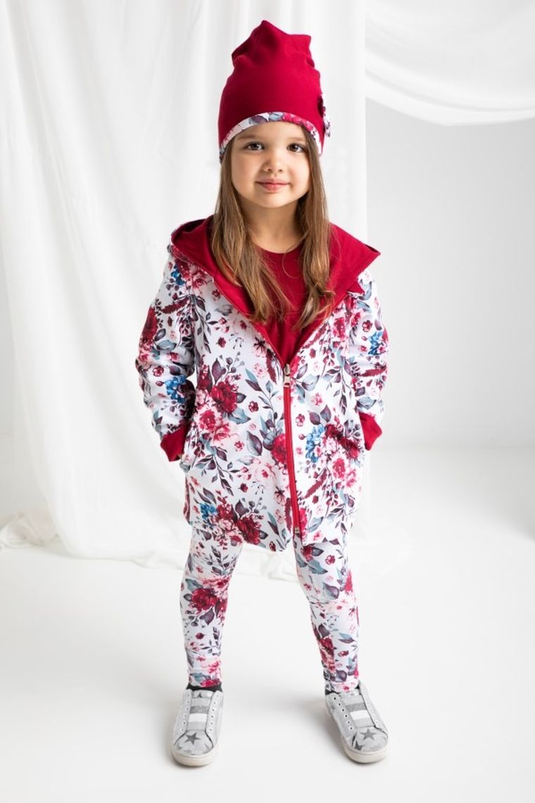 Czapka dziewczęca, bordowa, kokardka, Nicol