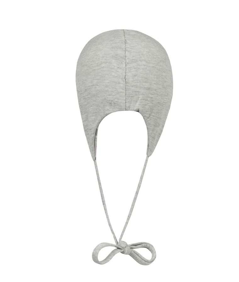 Czapka dziewczęca, wiązana, dwustronna, szara, serca, Döll
