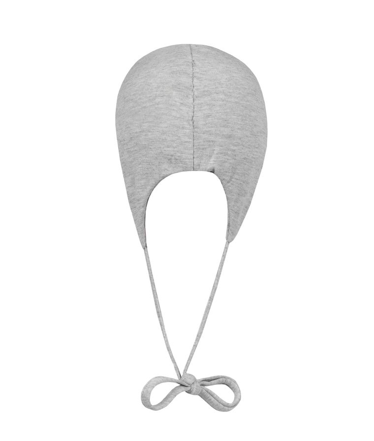 Czapka niemowlęca, wiązana, dwustronna, szara, chmurki, Döll