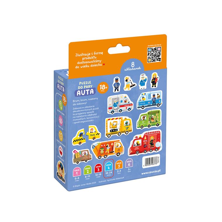CzuCzu, Auta, puzzle do pary, 2 elementy, 18m+