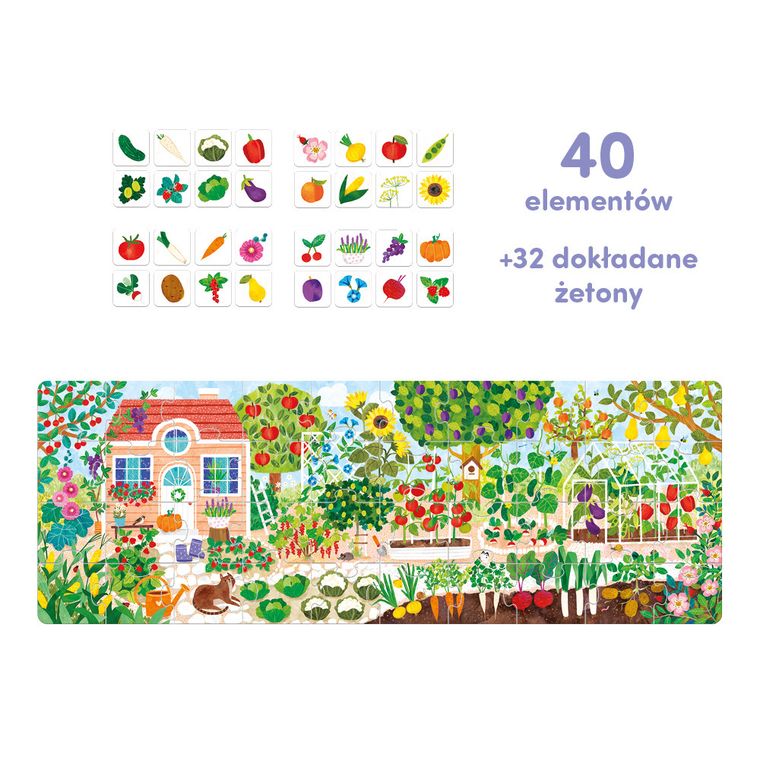 CzuCzu, Co rośnie w ogródku, puzzle, 40 elementów, obrazki, 3+,4+