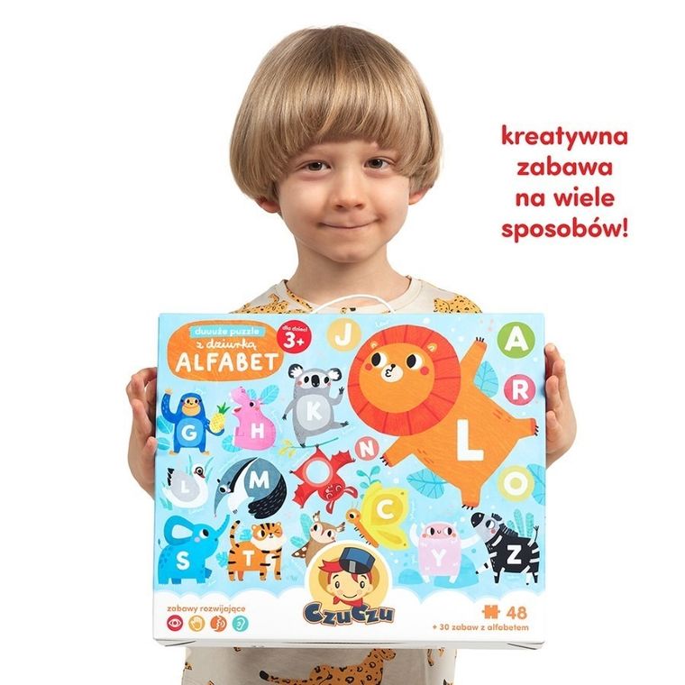 CzuCzu, Duuuże puzzle z dziurką. Alfabet + scenariusze zabaw, 48 elementów