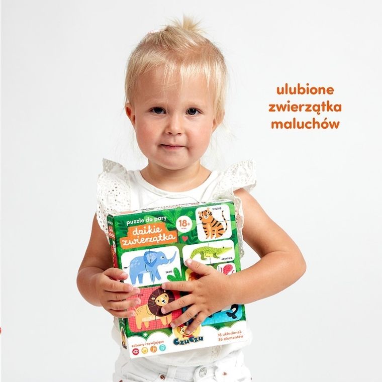 CzuCzu, Dzikie zwierzątka, puzzle do pary, 18m+