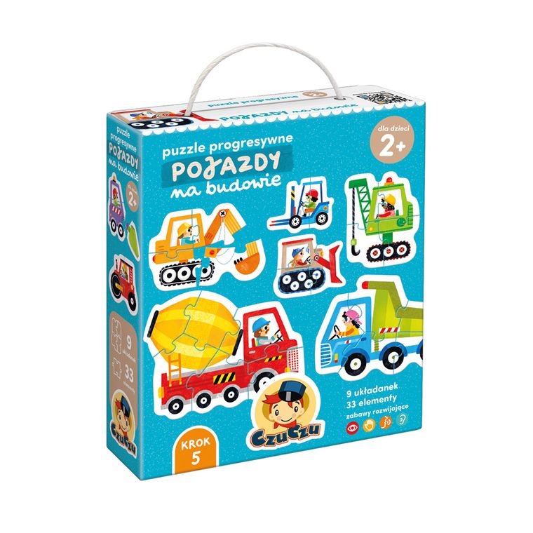 CzuCzu, Pojazdy na budowie, puzzle progresywne, 2+