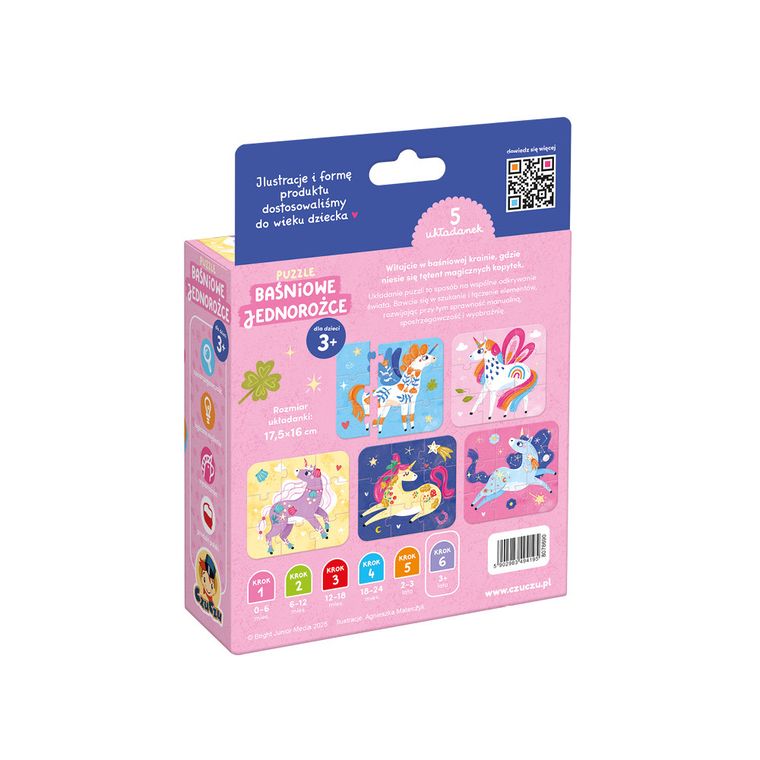 CzuCzu, Puzzle, Baśniowe jednorożce, 3+, 5 x 9 el.