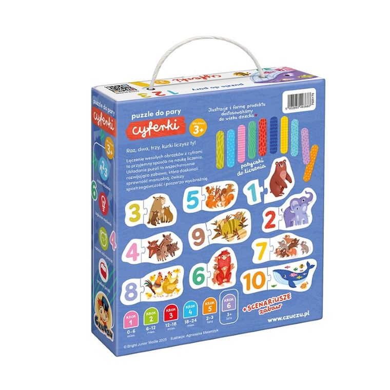 CzuCzu, Puzzle do pary, Cyferki, dla dzieci 3+, nauka liczenia do 10