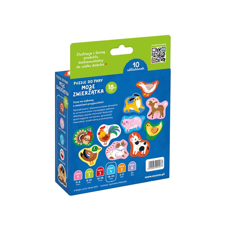 CzuCzu, puzzle do pary, Moje Zwierzątka, 2 elementy, 18m+