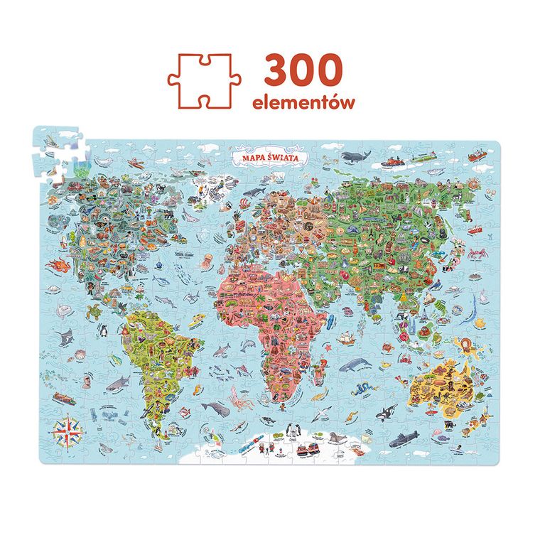 CzuCzu, puzzle odkrywcy, Mapa świata, 300 elementów