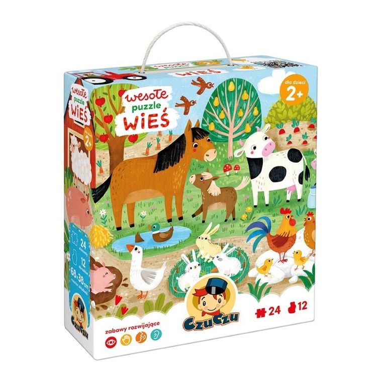 CzuCzu, Wieś, wesołe puzzle, 24 elementy + obrazki, 2+
