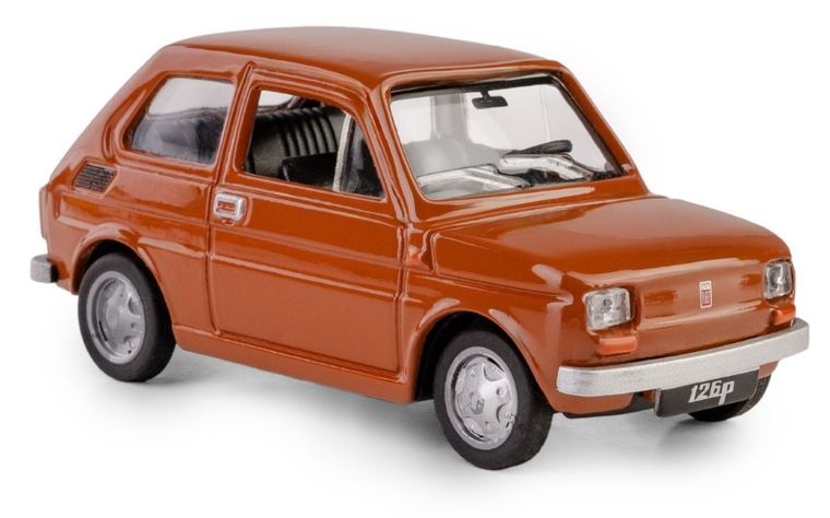 Daffi, Kolekcja Polskiej Motoryzacji, Fiat 126p, pojazd, model metalowy, brązowy, 1:43