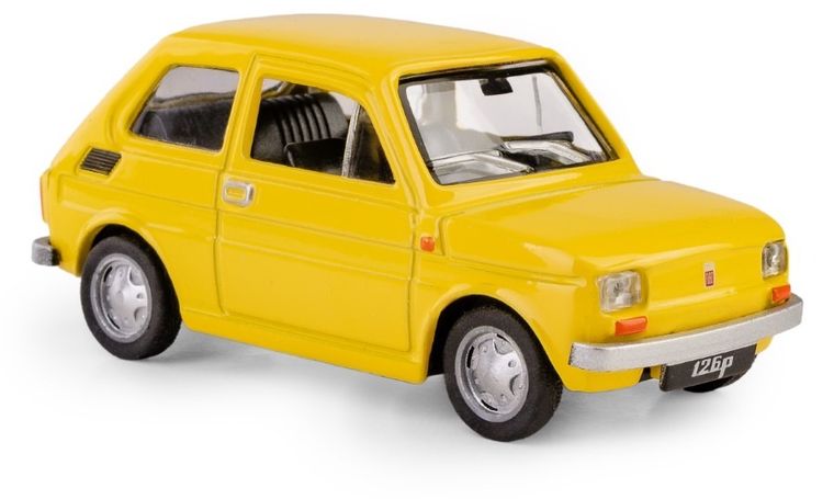 Daffi, Kolekcja Polskiej Motoryzacji, Fiat 126p, pojazd, model metalowy, żółty, 1:43