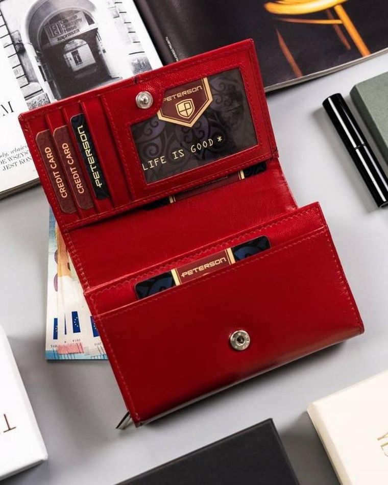 Damski, średni portfel ze skóry naturalnej, Peterson