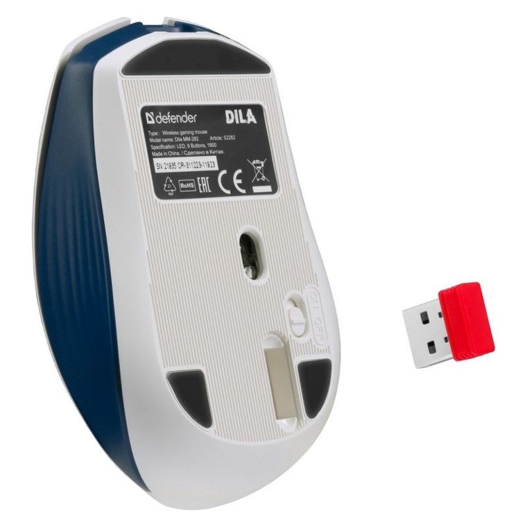 Defender, Dila, mysz bezprzewodowa, akumulatorowa, 1800DPI, 6P, MM-282 RF
