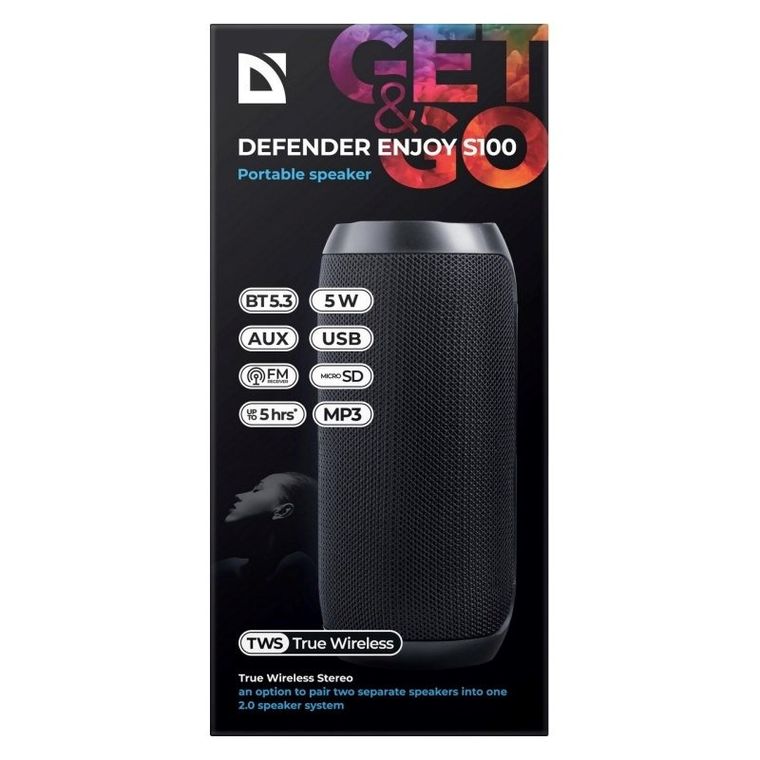 Defender, Enjoy S100, Bluetooth, FM, SD, USB, 5W, czarny, 65701