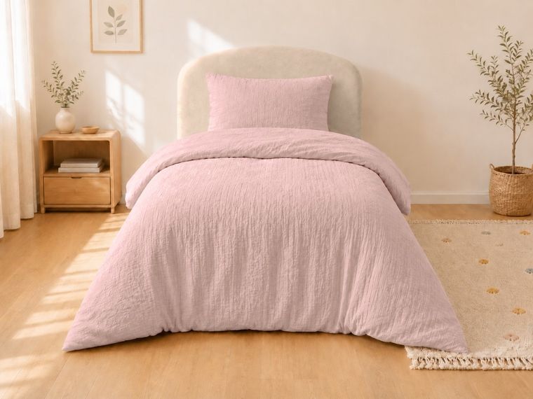 Detexpol, 2-częściowy komplet dwustronnej pościeli, muślin, różowy, 100-135 cm