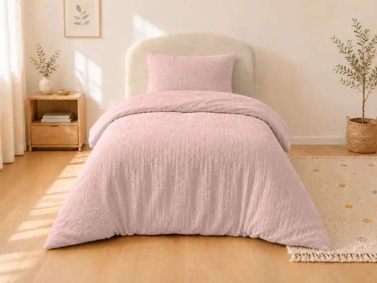 Detexpol, 2-częściowy komplet dwustronnej pościeli, muślin, różowy, 90-120 cm