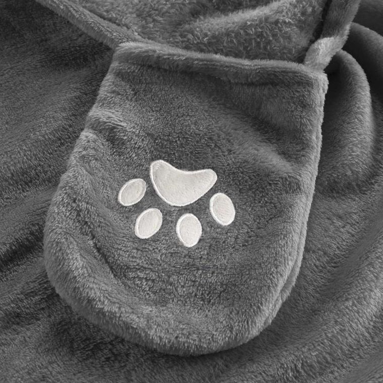 Douceur d'intérieur, koc z kapturem z haftem, 100-120 cm