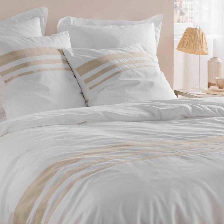 Douceur d'intérieur, komplet pościeli z ozdobnymi paskami, Margaux, 240-220 cm