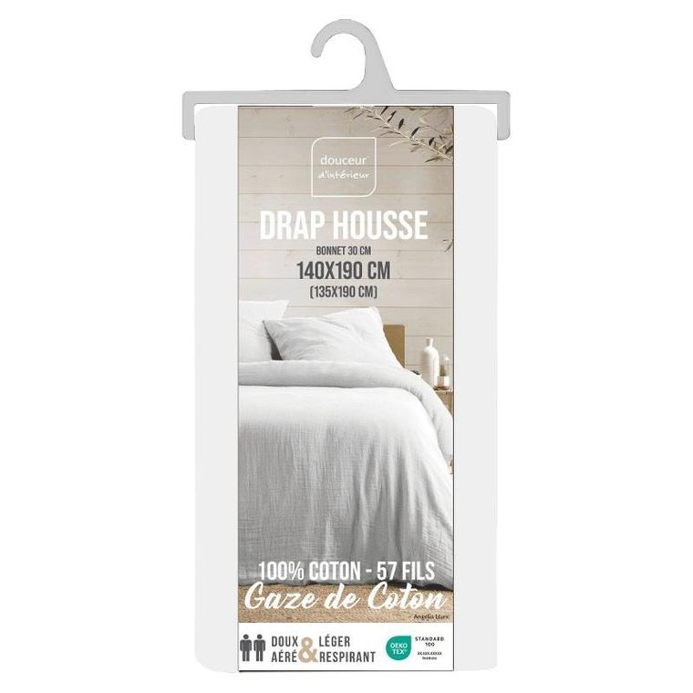 Douceur d'intérieur, muślinowe prześcieradło na gumce, Angelia, 140-190 cm
