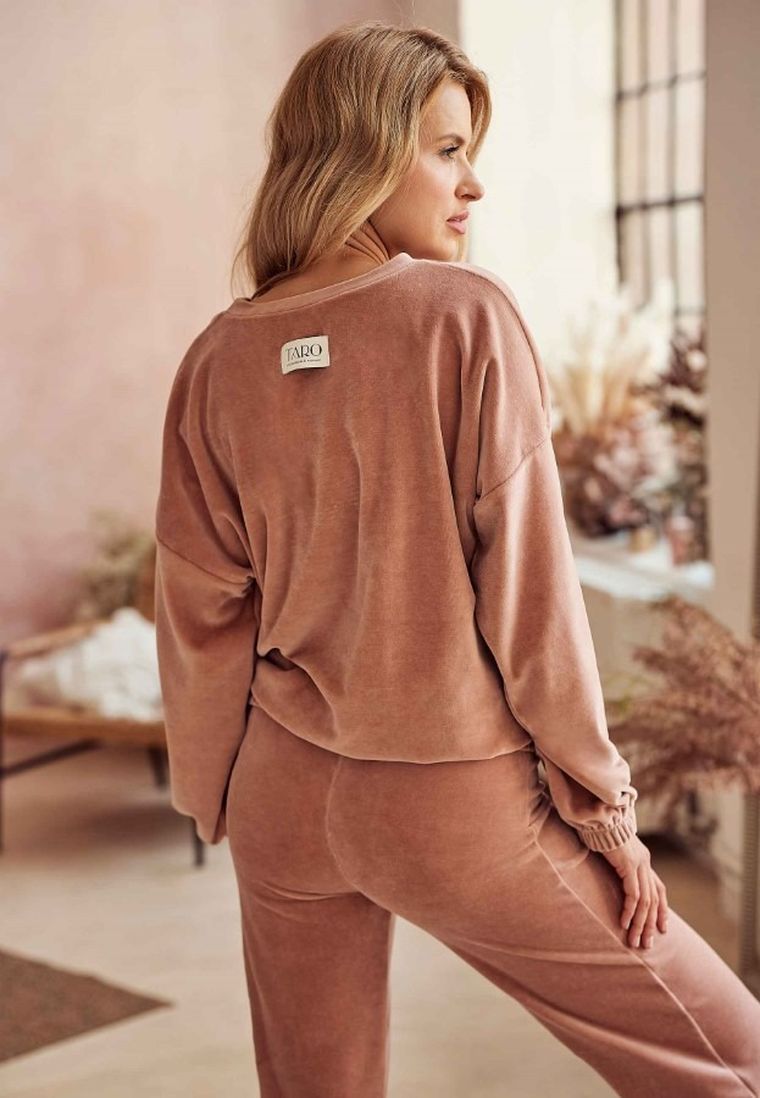 Dres damski, welurowy, beżowy, Taro