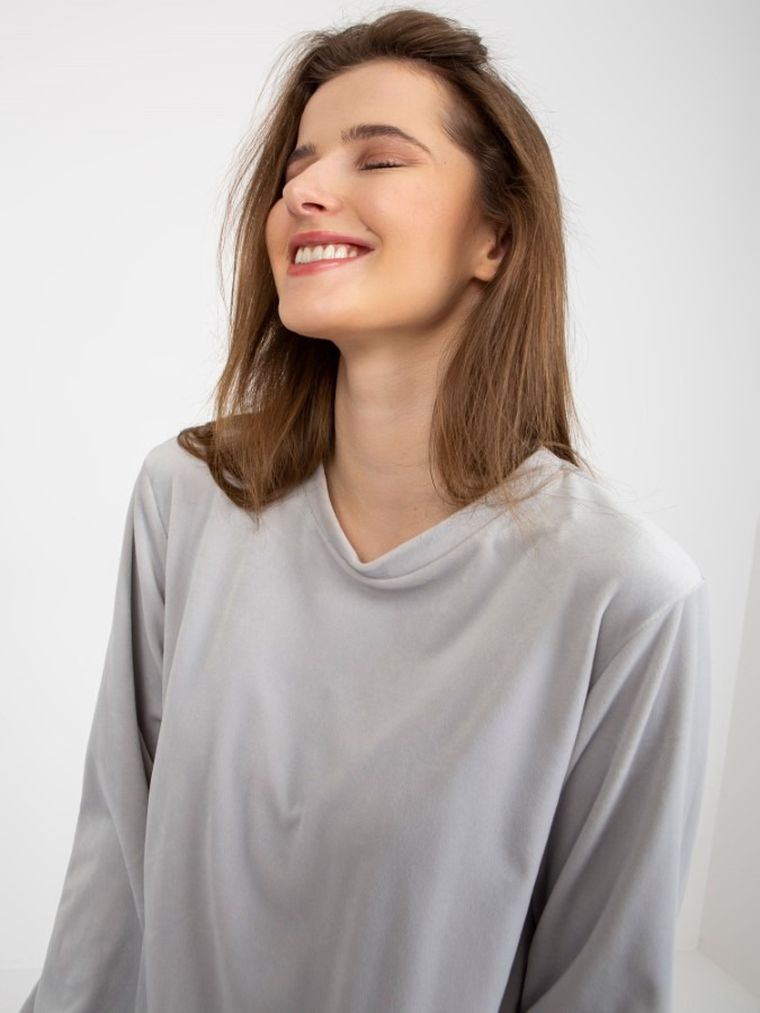 Dres damski, welurowy, szary, Rue Paris