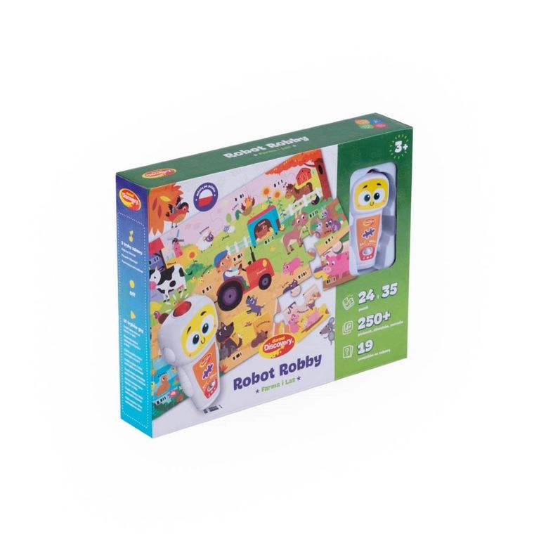 Dumel Discovery, Robot Robby, farma i las, puzzle interaktywne, 59 elementów