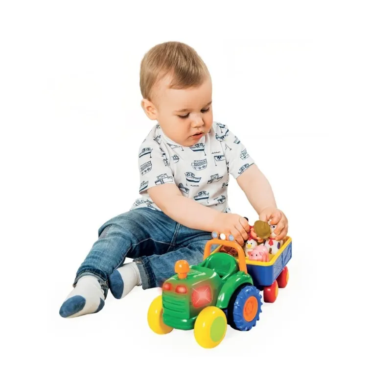 Dumel Discovery, Traktor Farmer, interaktywny pojazd rolniczy z przyczepą i figurkami zwierząt