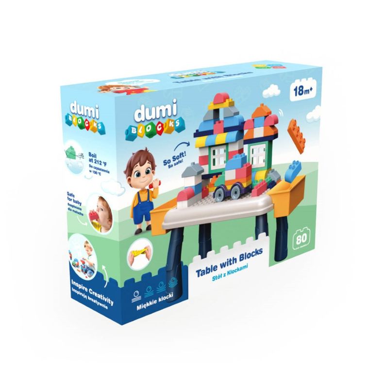 Dumel, Dumi Blocks, stół z klockami, 80 elementów