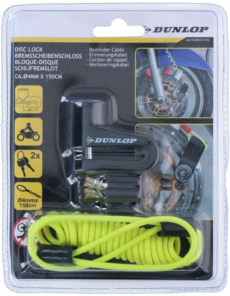 Dunlop, blokada na tarczę hamulcową z linką przypominającą, black