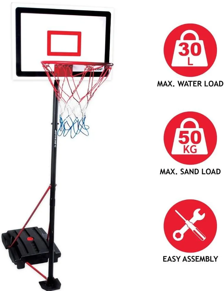 Dunlop, regulowany kosz do koszykówki, 3w1, 1,65-2,05m