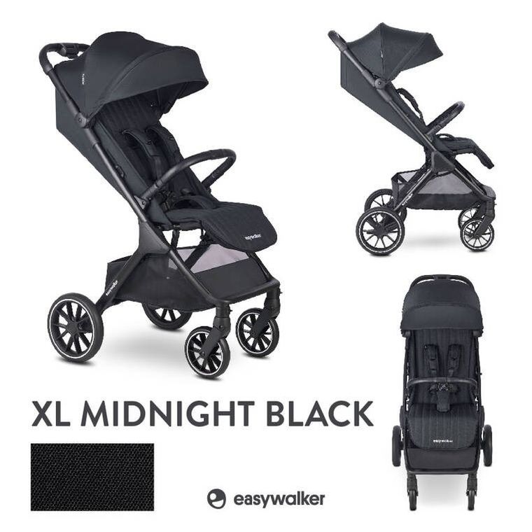 Easywalker, Jackey2 XL, przestronny, samoskładający się wózek spacerowy z kołami XL, Midnight Black