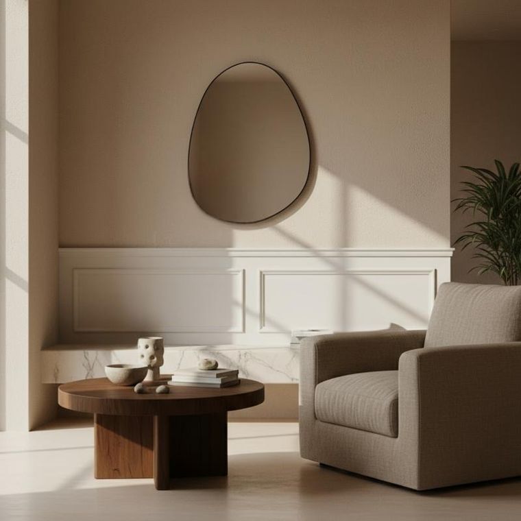 Edaxo, Asym, lustro dekoracyjne, wiszące, 75-55 cm