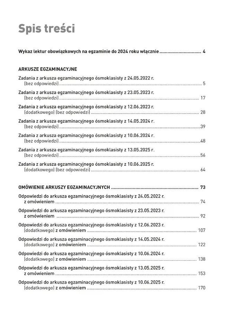 Egzamin ósmoklasisty. Język polski. Arkusze egzaminacyjne