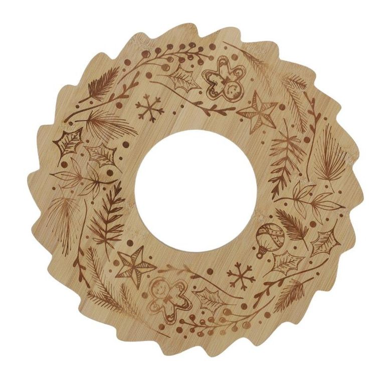 Eh Excellent Houseware, Bellune, bambusowa taca do serowania przekąsek, wianek świąteczny, 30 cm